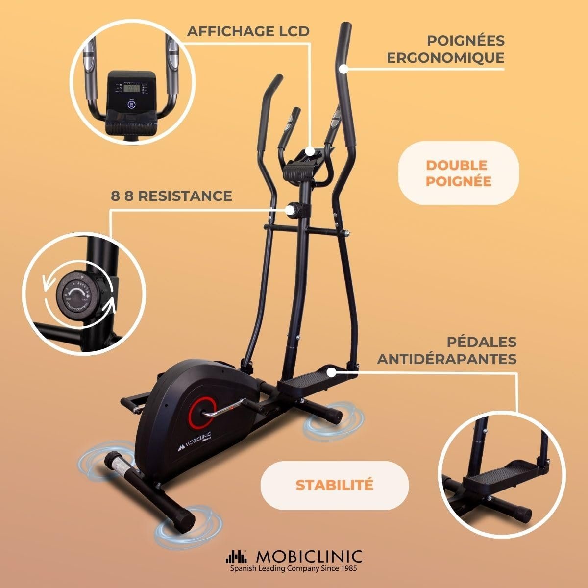 Avis Mobiclinic®Fitness Atlas : Vélo Elliptique 8 Niveaux Résistance