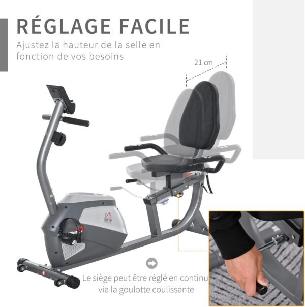 Test du HOMCOM Vélo d'appartement semi-allongé magnétique 8 niveaux 4