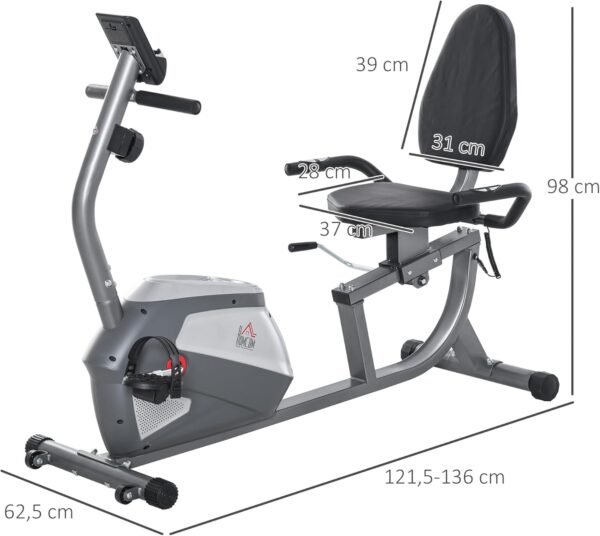 Test du HOMCOM Vélo d'appartement semi-allongé magnétique 8 niveaux 5