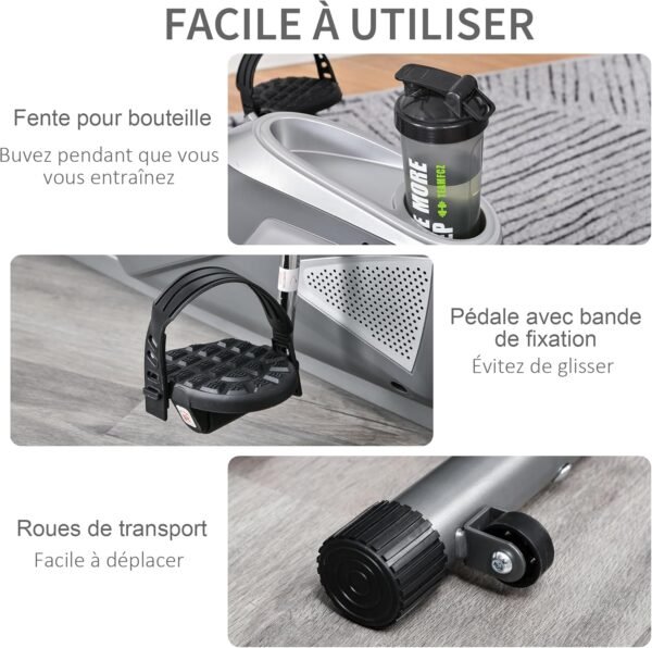 Test du HOMCOM Vélo d'appartement semi-allongé magnétique 8 niveaux 7